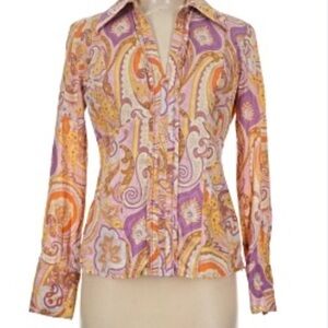 Etcetera Purple and Orange Paisley Blouse